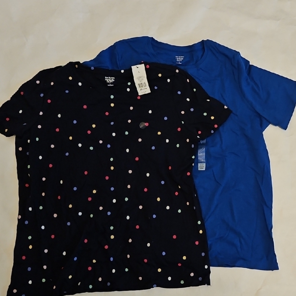 Navy Blue Polka Dot Tee & Royal Blue Tee Set